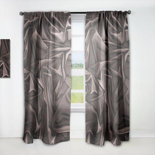 Folded Dark Silk Waves - Modern & Contemporary Curtain - 1 Panel