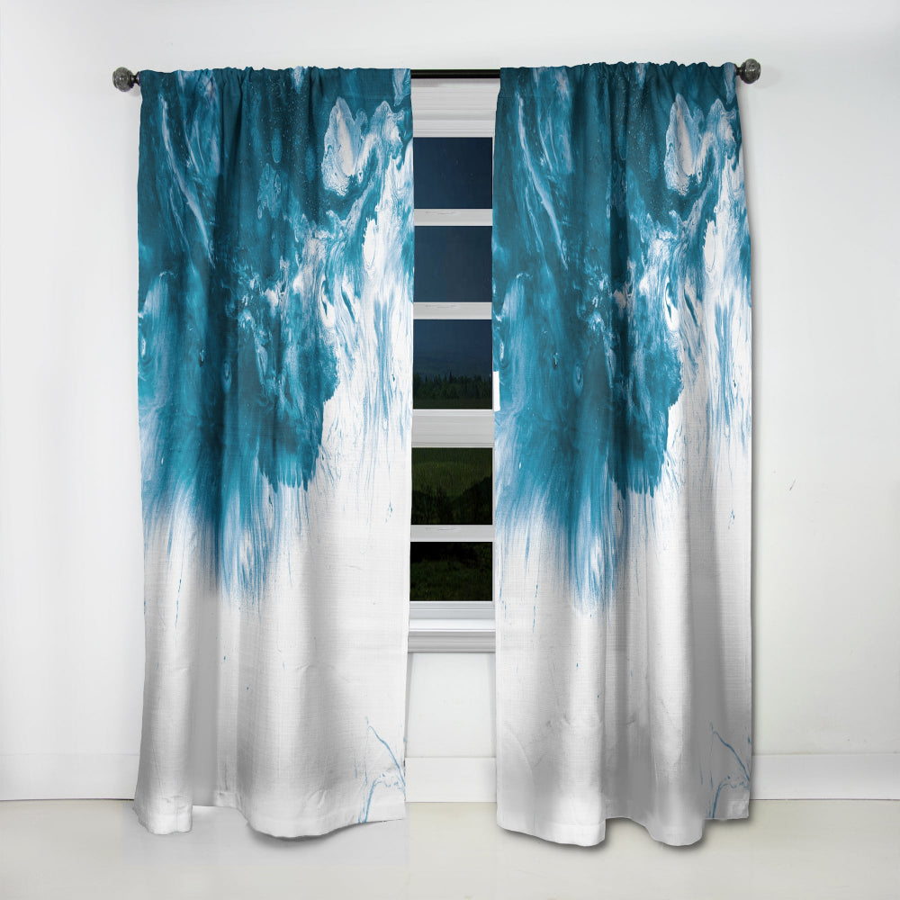 Blue and White Marble Acrylic - Mid-Century Modern Curtain - 1 Panel