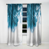 Blue and White Marble Acrylic - Mid-Century Modern Curtain - 1 Panel
