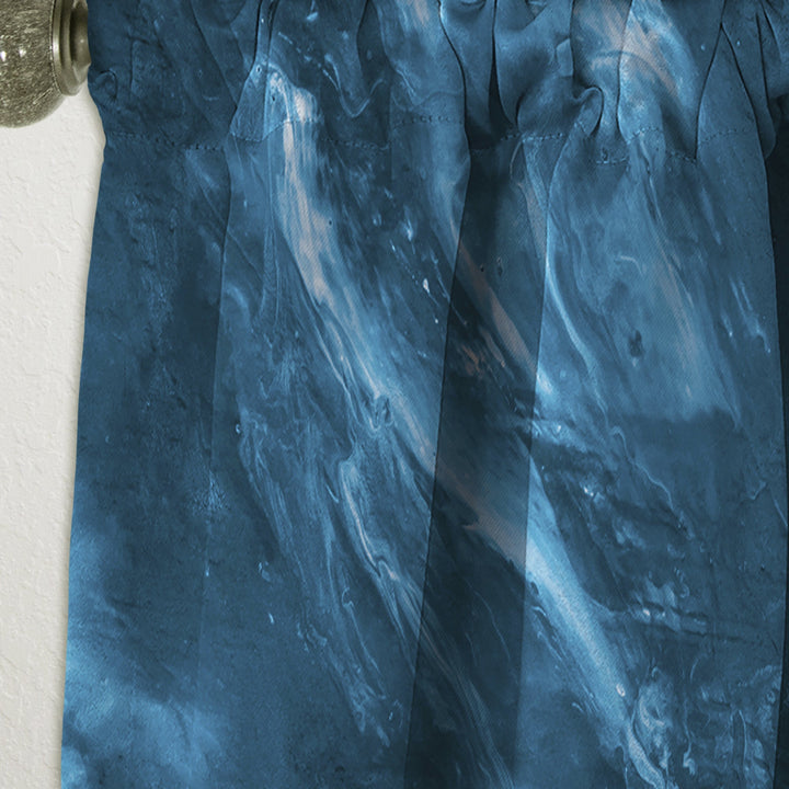 Blue and White Marble Acrylic - Mid-Century Modern Curtain - 1 Panel