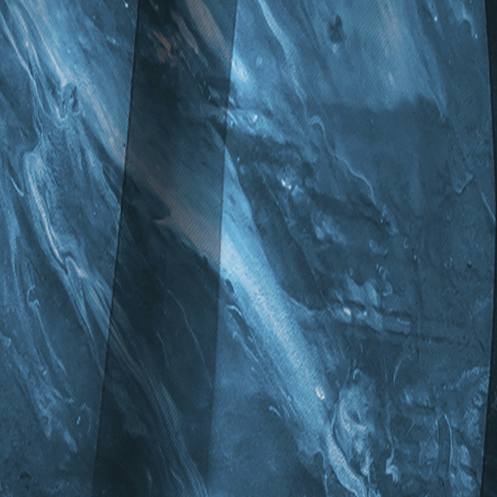 Blue and White Marble Acrylic - Mid-Century Modern Curtain - 1 Panel