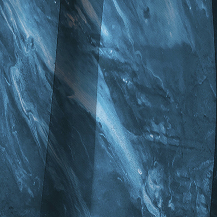Blue and White Marble Acrylic - Mid-Century Modern Curtain - 1 Panel