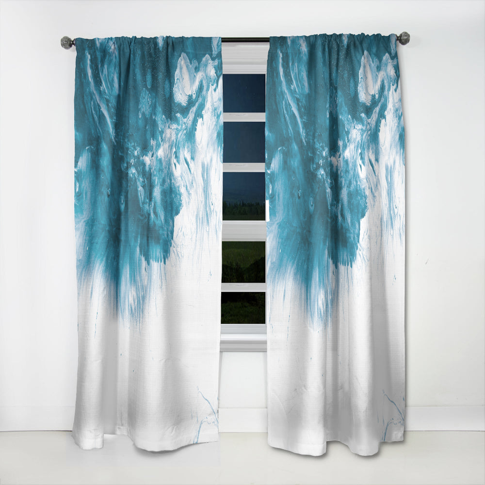 Blue and White Marble Acrylic - Mid-Century Modern Curtain - 1 Panel