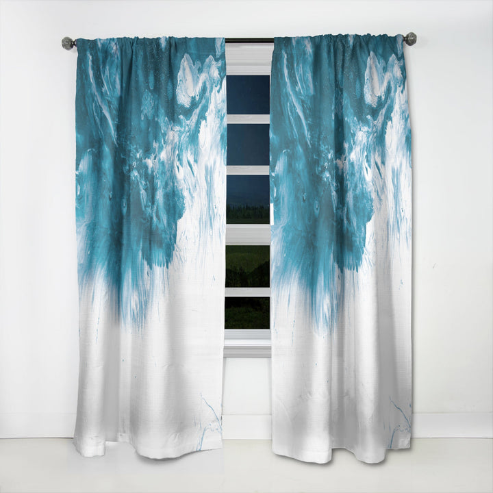 Blue and White Marble Acrylic - Mid-Century Modern Curtain - 1 Panel