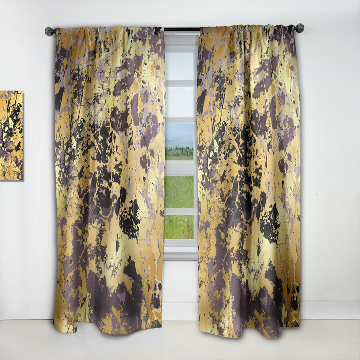 Golden Marble Composition - Modern &amp; Contemporary Curtain - 1 Panel