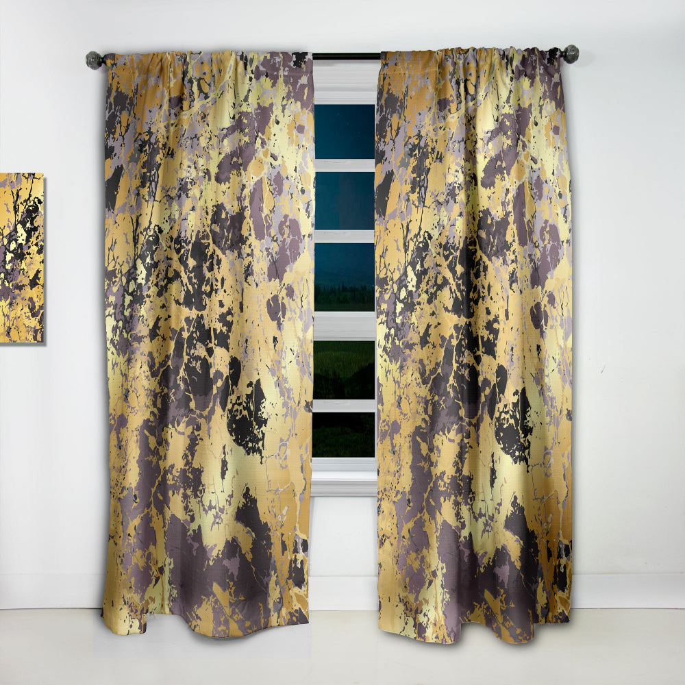Golden Marble Composition - Modern &amp; Contemporary Curtain - 1 Panel