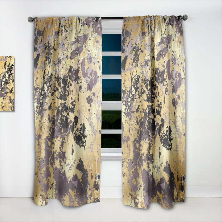 Golden Marble Composition - Modern &amp; Contemporary Curtain - 1 Panel