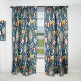 Deer with Flowers and Hearts Antlers' Floral Curtain 1 Panel