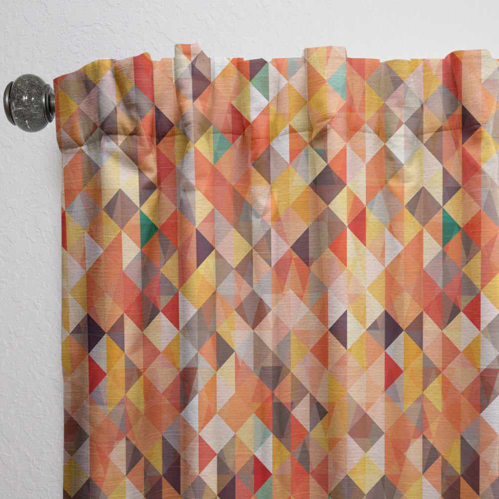 Geometric Triangular in Red and Orange - Traditional Curtain - 1 Panel