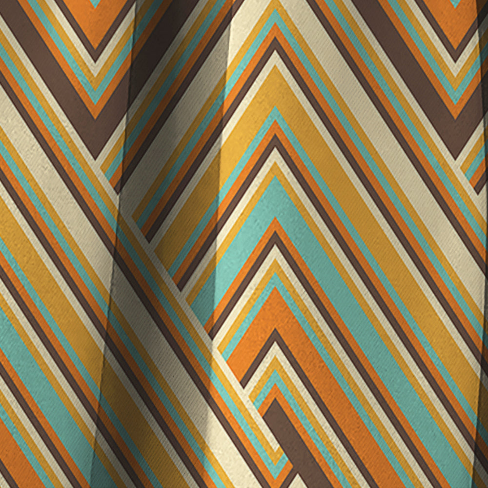 Retro square waves - Mid-Century Modern Curtain - 1 Panel