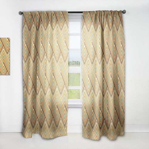 Retro square waves - Mid-Century Modern Curtain - 1 Panel