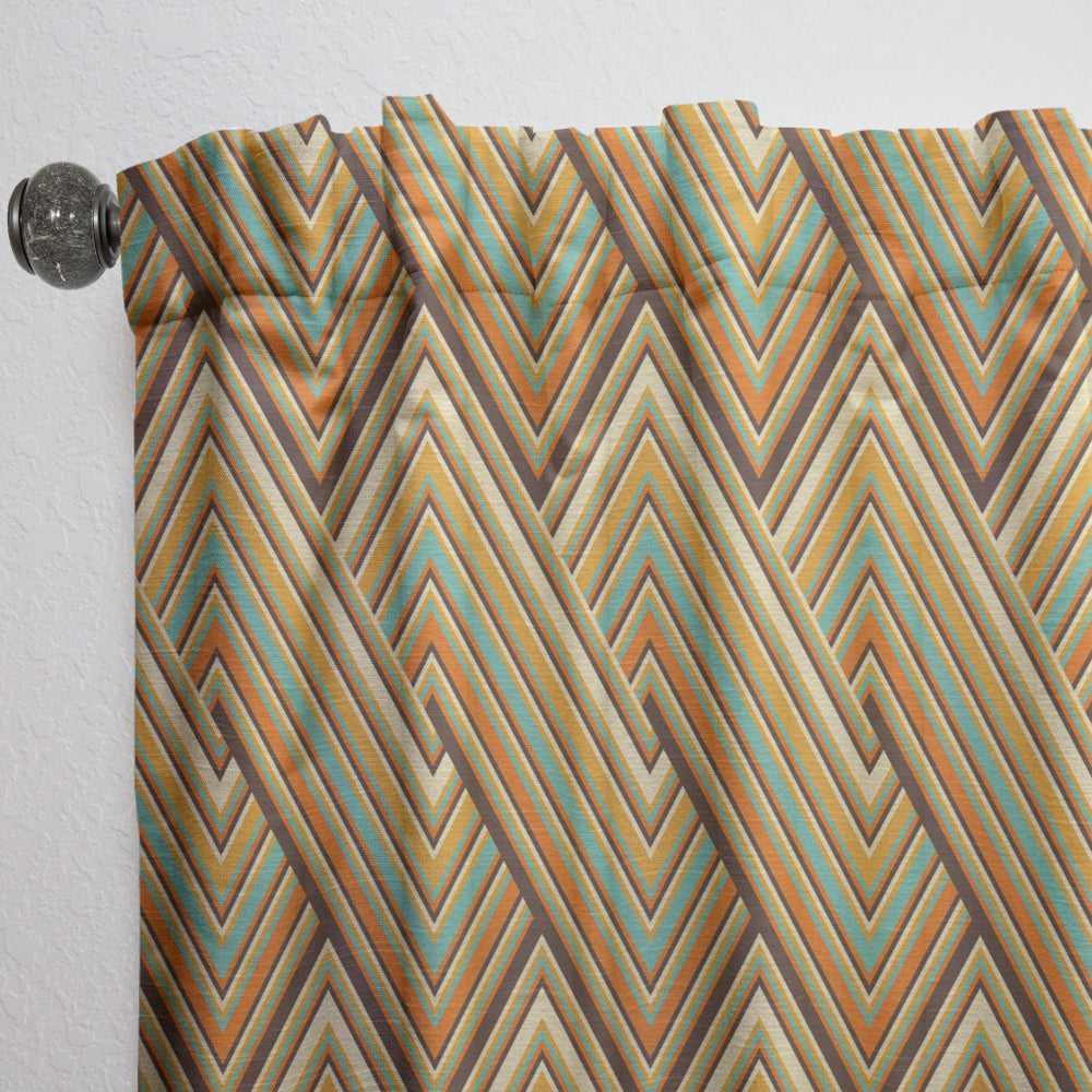 Retro square waves - Mid-Century Modern Curtain - 1 Panel