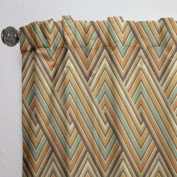 Retro square waves - Mid-Century Modern Curtain - 1 Panel