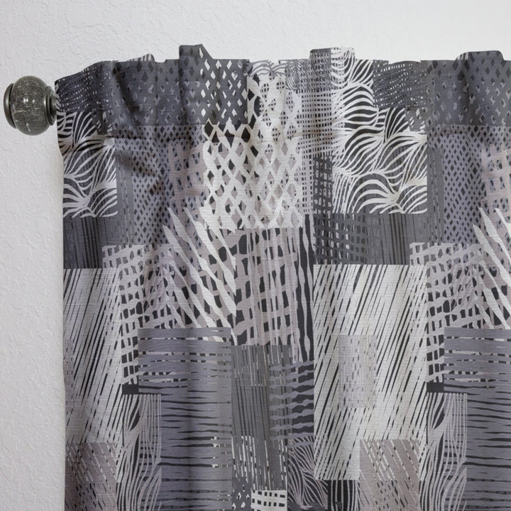 Handdrawn vintage lines in shades of gray - Mid-Century Modern Curtain - 1 Panel