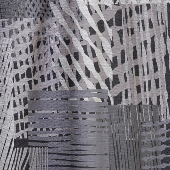Handdrawn vintage lines in shades of gray - Mid-Century Modern Curtain - 1 Panel