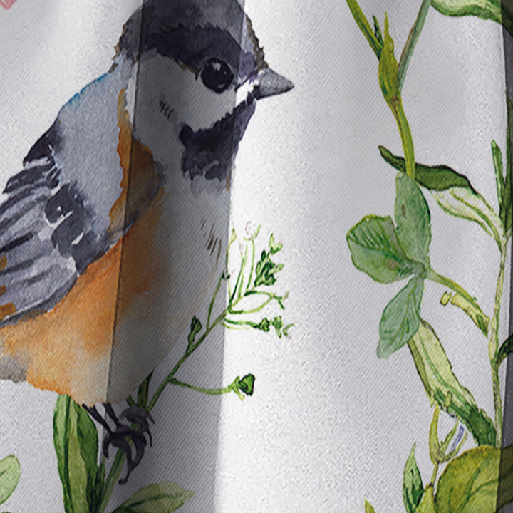 Meadow with Butterflies, Birds and Herbs - Floral Curtain - 1 Panel