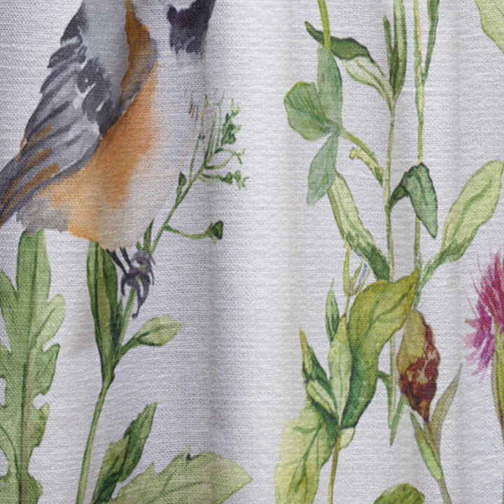 Meadow with Butterflies, Birds and Herbs - Floral Curtain - 1 Panel