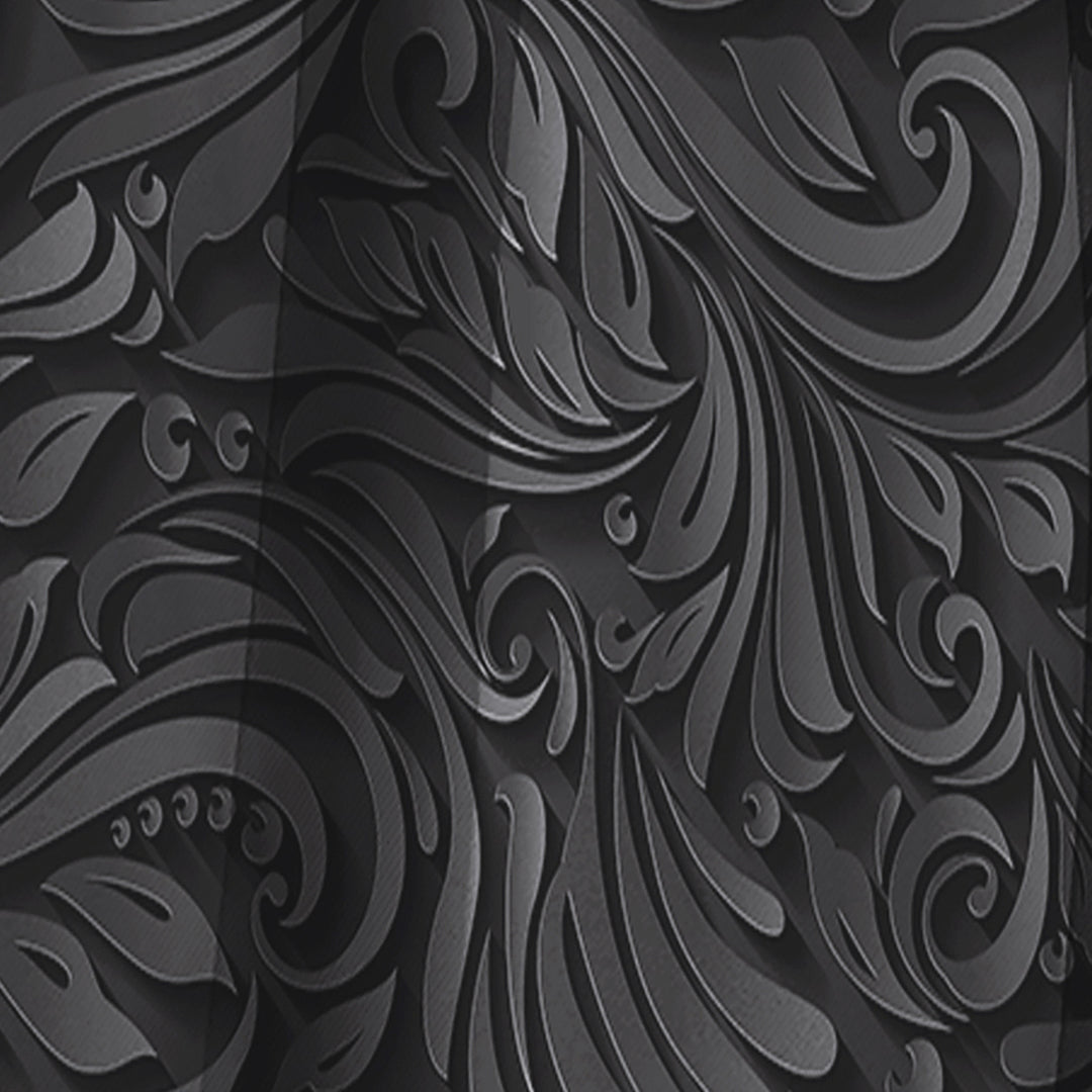 3D leaves in Shades of Black - Modern &amp; Contemporary Curtain - 1 Panel