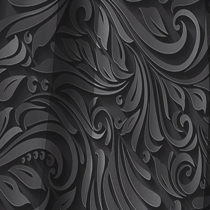 3D leaves in Shades of Black - Modern &amp; Contemporary Curtain - 1 Panel
