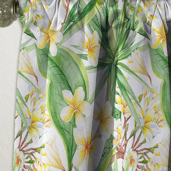White Tropical Flowers in Botanic Setting - Floral Curtain - 1 Panel