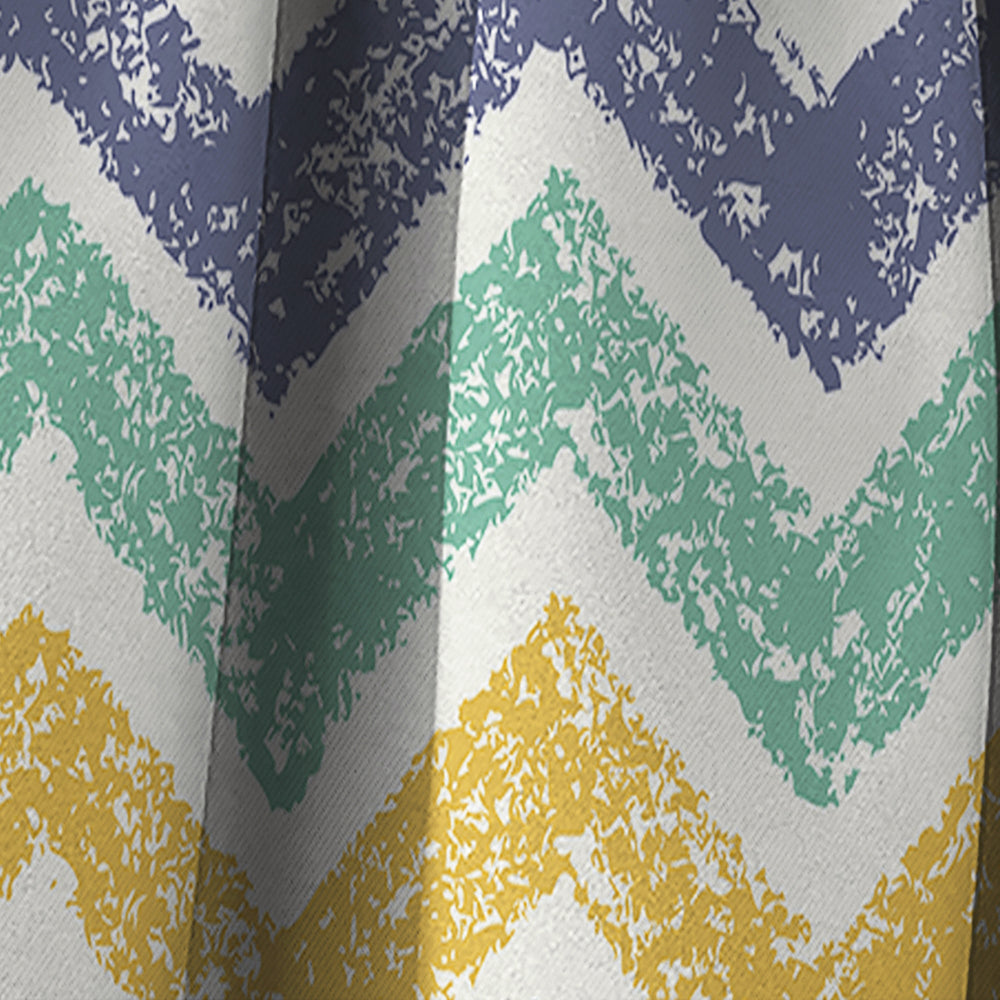 Retro Chevron in Orange, Blue and Yellow - Mid-Century Modern Curtain - 1 Panel