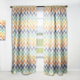 Retro Chevron in Orange, Blue and Yellow - Mid-Century Modern Curtain - 1 Panel