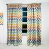 Retro Chevron in Orange, Blue and Yellow - Mid-Century Modern Curtain - 1 Panel