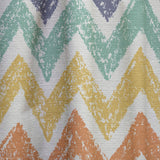 Retro Chevron in Orange, Blue and Yellow - Mid-Century Modern Curtain - 1 Panel