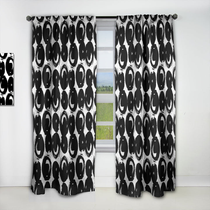 Black Circles on White - Modern &amp; Contemporary Curtain - 1 Panel