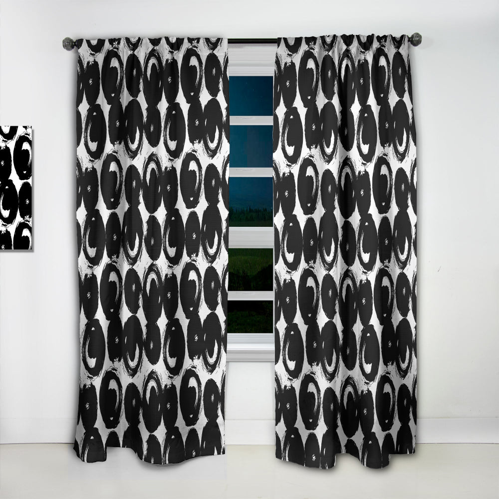 Black Circles on White - Modern &amp; Contemporary Curtain - 1 Panel