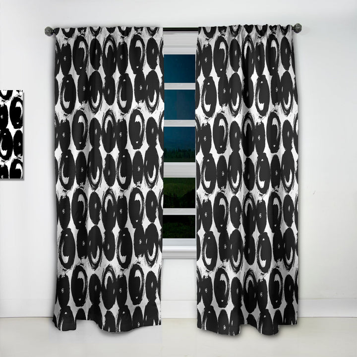 Black Circles on White - Modern &amp; Contemporary Curtain - 1 Panel
