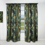 Tropical Leaves with Lemons and Green Bird - Animal Curtain - 1 Panel