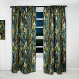 Tropical Leaves with Lemons and Green Bird - Animal Curtain - 1 Panel