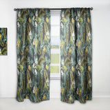Tropical Leaves with Lemons and Green Bird - Animal Curtain - 1 Panel