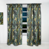 Tropical Leaves with Lemons and Green Bird - Animal Curtain - 1 Panel