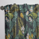 Tropical Leaves with Lemons and Green Bird - Animal Curtain - 1 Panel