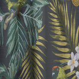 Tropical Leaves with Lemons and Green Bird - Animal Curtain - 1 Panel