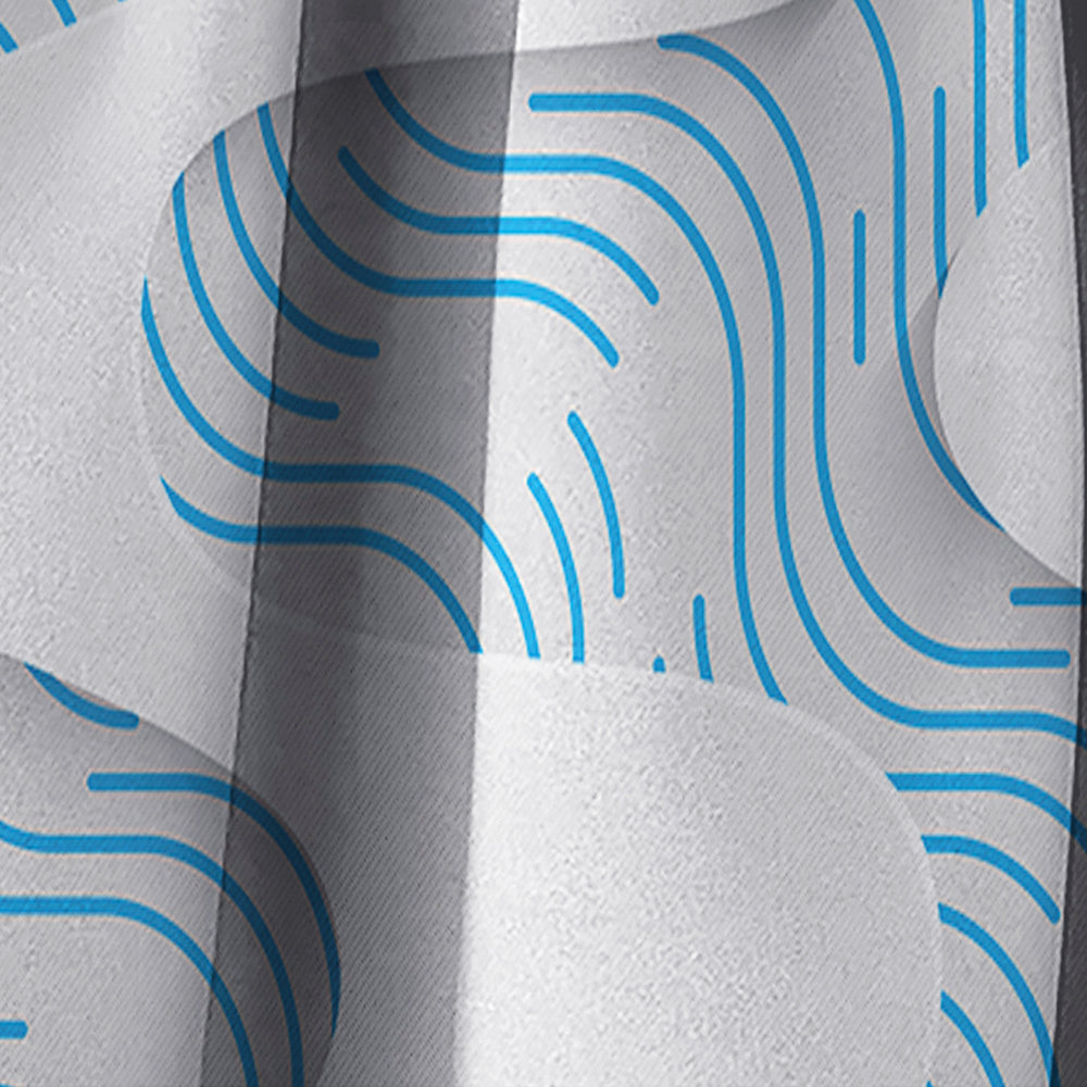 White and Blue 3D Waves - Modern &amp; Contemporary Curtain - 1 Panel