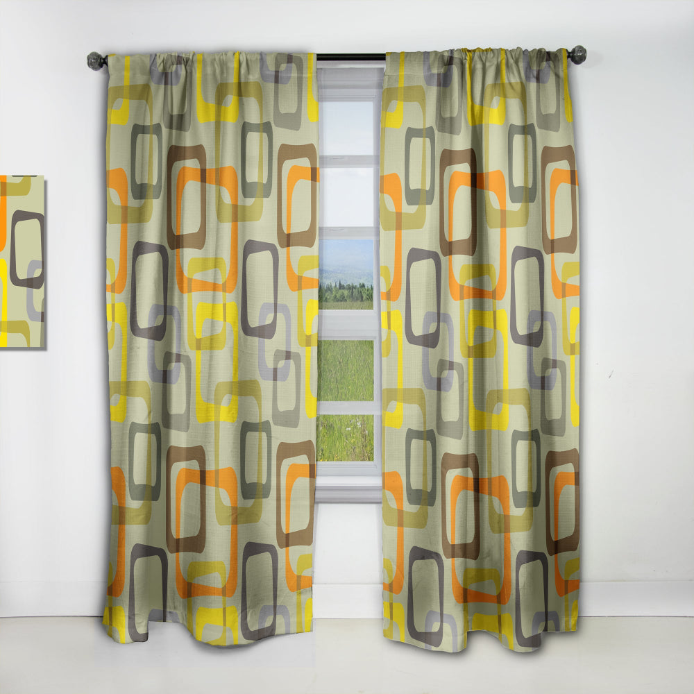 Retro Square Design VII - Mid-Century Modern Curtain - 1 Panel
