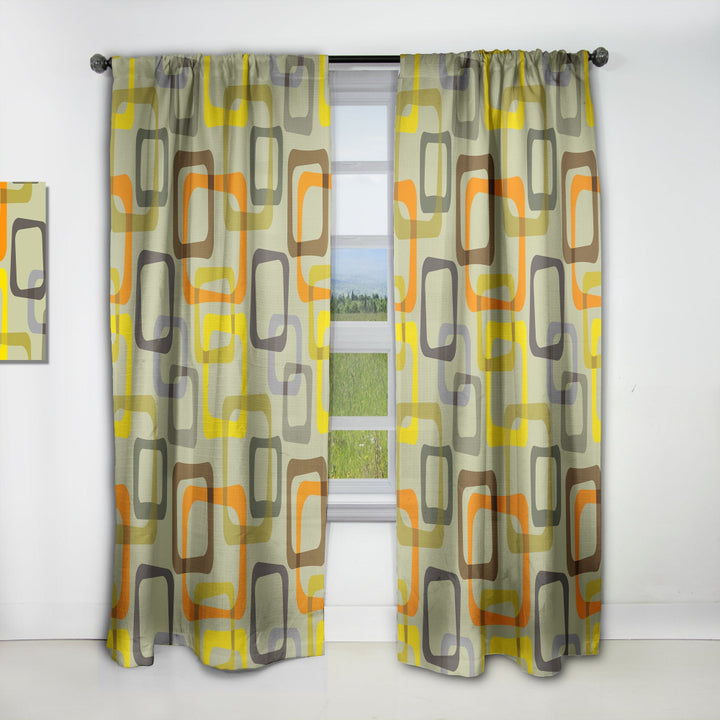 Retro Square Design VII - Mid-Century Modern Curtain - 1 Panel