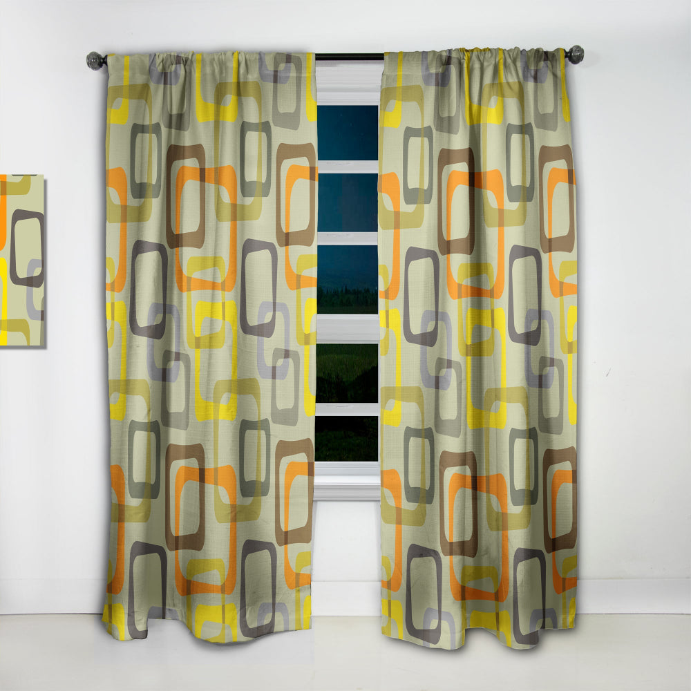 Retro Square Design VII - Mid-Century Modern Curtain - 1 Panel
