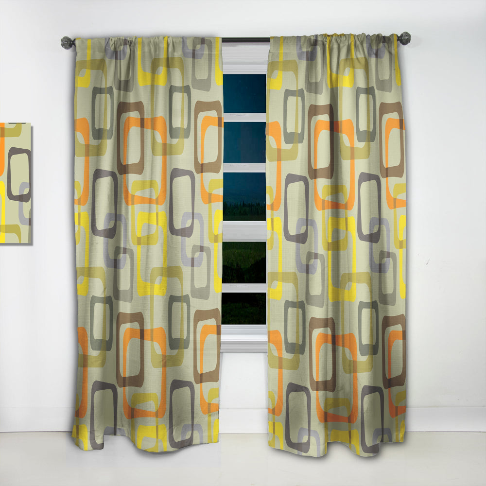 Retro Square Design VII - Mid-Century Modern Curtain - 1 Panel