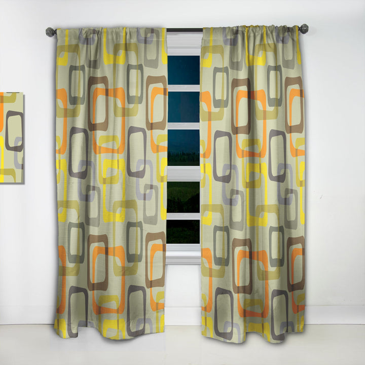 Retro Square Design VII - Mid-Century Modern Curtain - 1 Panel