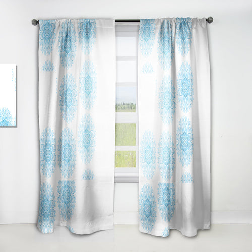 Circular Geometric In Blue - Mid-Century Modern Curtain - 1 Panel