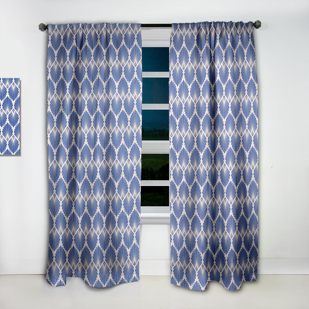 Retro Blue Waves - Mid-Century Modern Curtain - 1 Panel