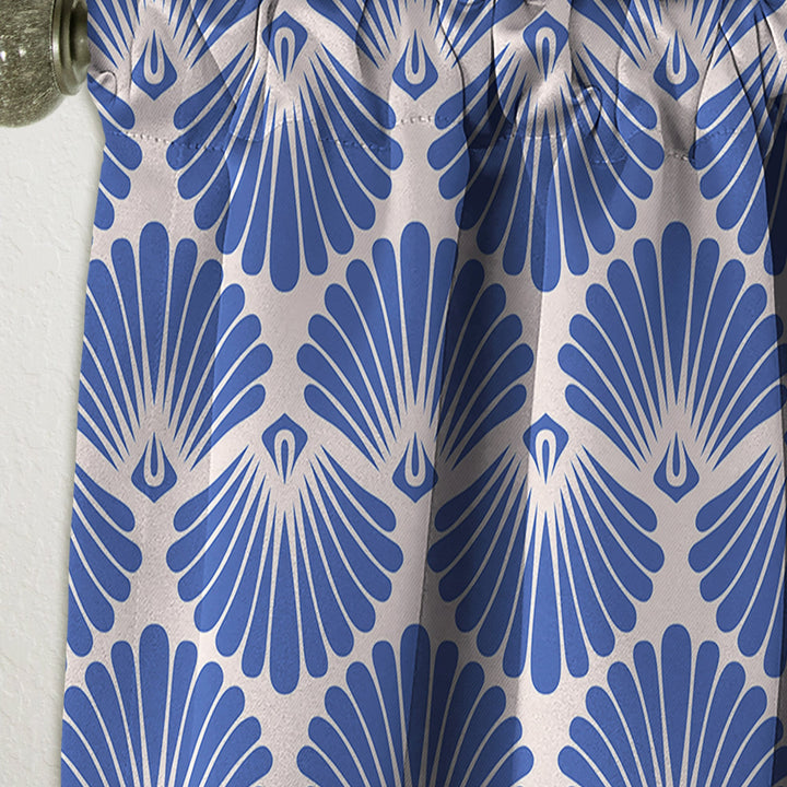 Retro Blue Waves - Mid-Century Modern Curtain - 1 Panel