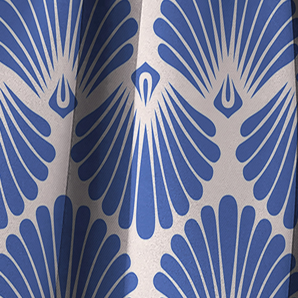 Retro Blue Waves - Mid-Century Modern Curtain - 1 Panel