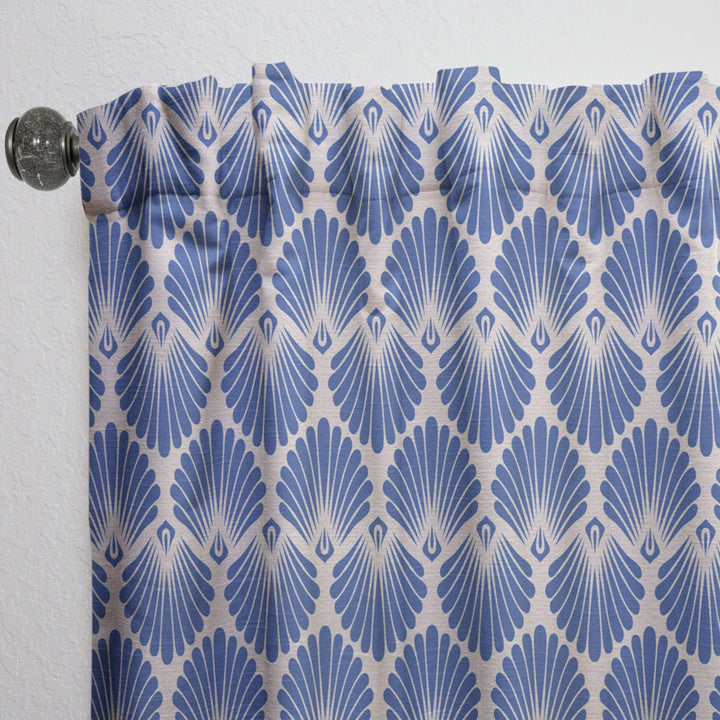 Retro Blue Waves - Mid-Century Modern Curtain - 1 Panel