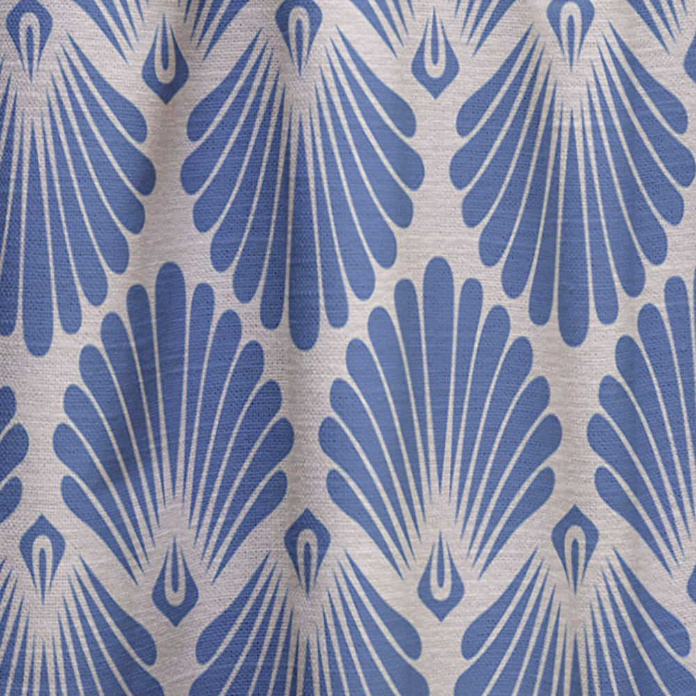 Retro Blue Waves - Mid-Century Modern Curtain - 1 Panel