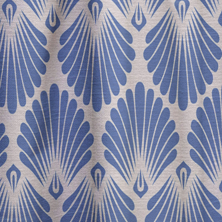 Retro Blue Waves - Mid-Century Modern Curtain - 1 Panel